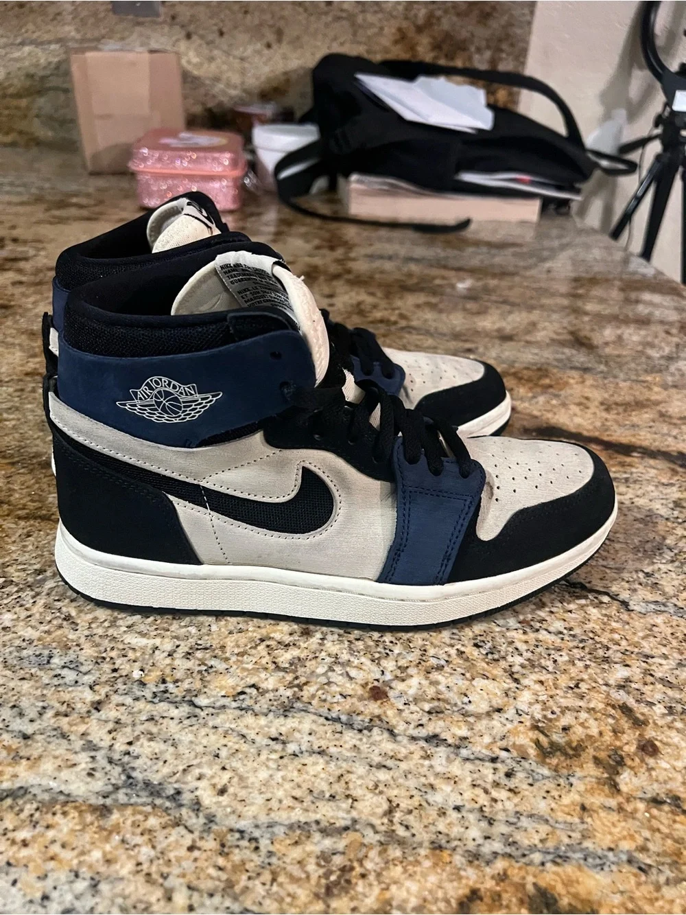 Jordan 1 Mid Men’s Sneakers — Black, Navy, Cream